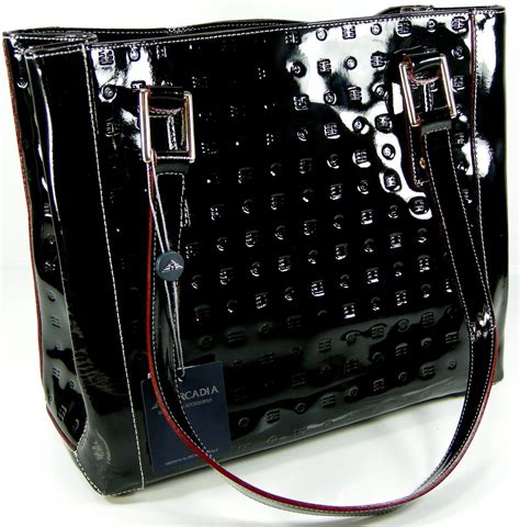 <strong>Arcadia Black Patent Leather</strong> Embossed Zip Top Dome Bag Satchel <strong>Purse</strong> $60. . Arcadia black patent leather purse